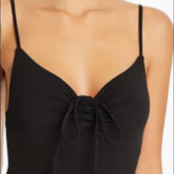 NWT XS/M/L Tiger mist black ruched bodysuit adjustable straps tie front halation - Picture 3 of 11